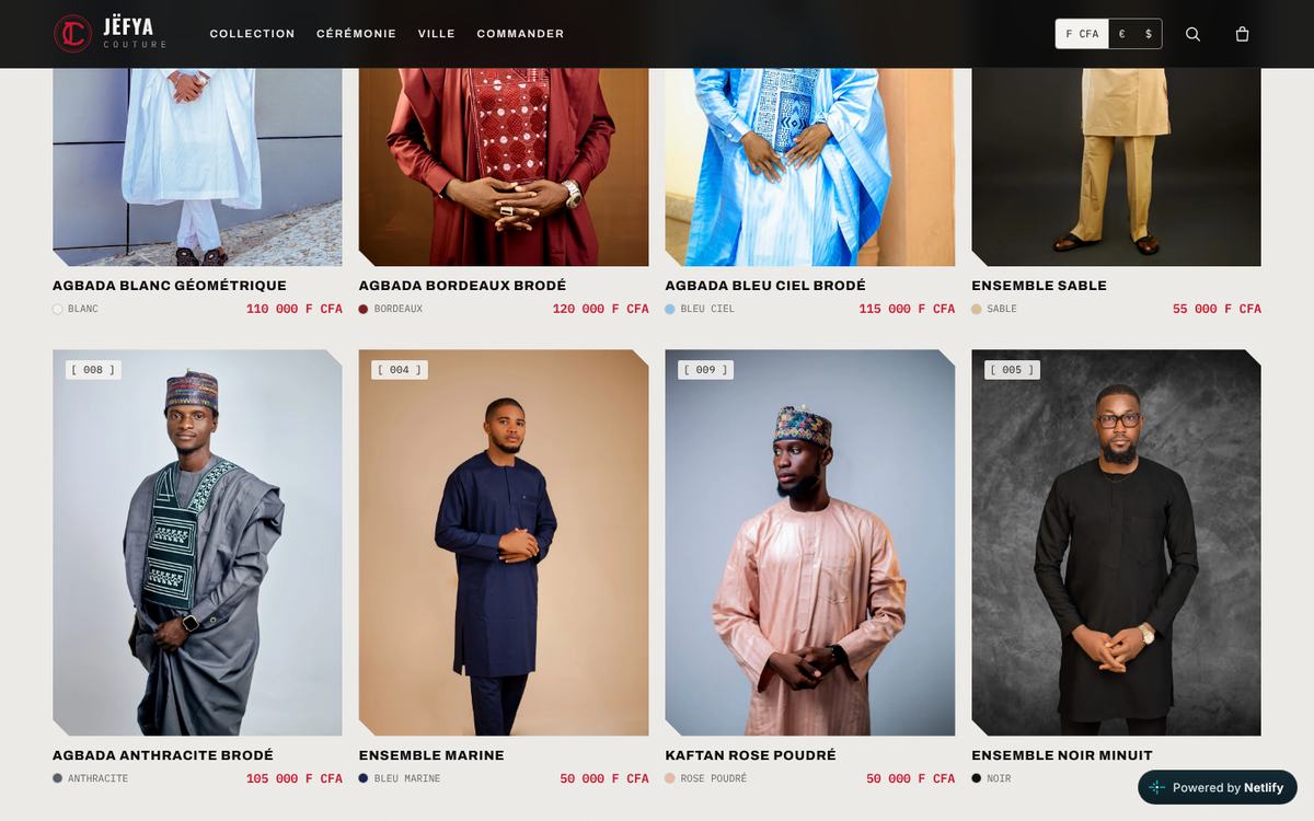 Une autre section du site Jëfya Couture